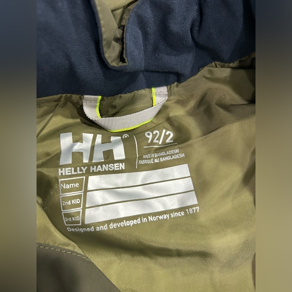 Helly Hansen Kids Infants Size 1 Sogn Jacket NWT Green Multi-Sport Rain - Picture 6 of 9